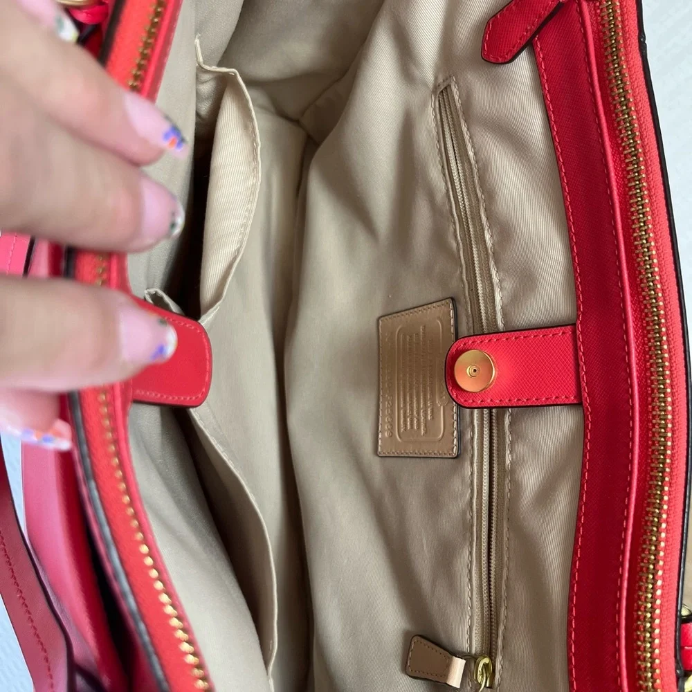 COACH Leather Peyton Double Zip CarryAll Handbag - Picture 4 of 16